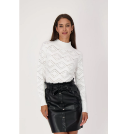 GABBY ISABELLA GABBY ISABELLA 524518 MOCK NECT POINTELLE KNIT SWEATER BLANC