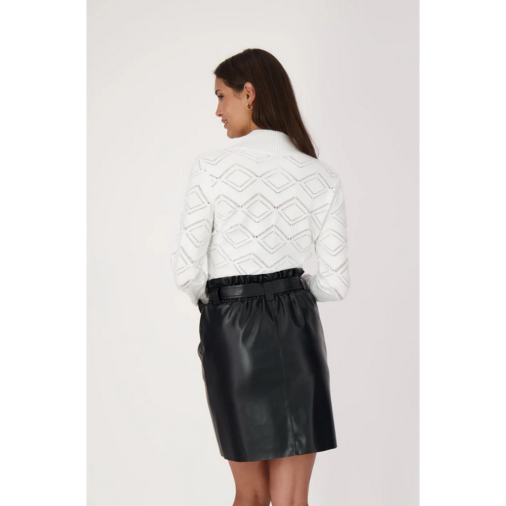 GABBY ISABELLA GABBY ISABELLA 524518 MOCK NECT POINTELLE KNIT SWEATER BLANC