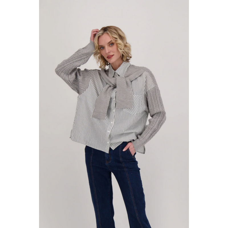 GABBY ISABELLA GABBY ISABELLA 524640 SHIRT TIE UP SWEATER GREY