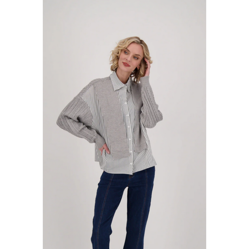 GABBY ISABELLA GABBY ISABELLA 524640 SHIRT TIE UP SWEATER GREY