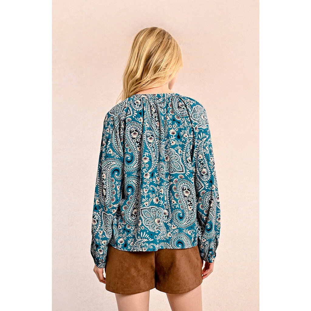 MOLLY BRACKEN MOLLY BRACKEN BLOUSE PAISLEY TEAL
