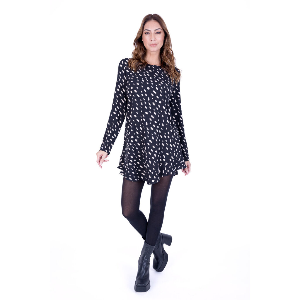 LYLU ROBE MARCEL TACHETEE NOIR/BEIGE