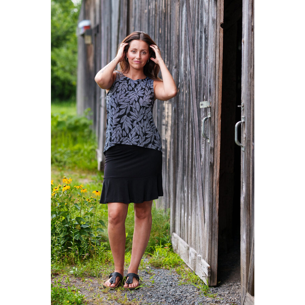 RIEN NE SE PERD TOUT SE CREE RIEN NE SE PERD CAMISOLE SWING FEUILLAGE NOIR/BLANC