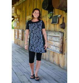 RIEN NE SE PERD TOUT SE CREE RIEN NE SE PERD TUNIQUE JAVA FEUILLAGE NOIR/BLANC