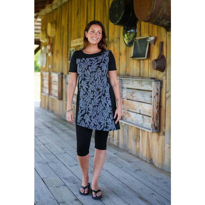 RIEN NE SE PERD TOUT SE CREE RIEN NE SE PERD TUNIQUE JAVA FEUILLAGE NOIR/BLANC