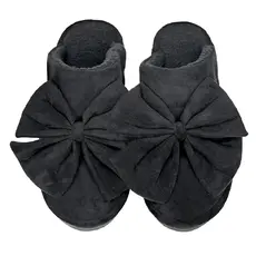 CC C.C FAUX SUEDE BOW SLIPPER NOIR M/L