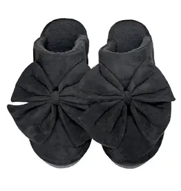 CC C.C FAUX SUEDE BOW SLIPPER NOIR M/L