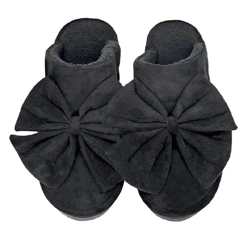 CC C.C FAUX SUEDE BOW SLIPPER NOIR M/L