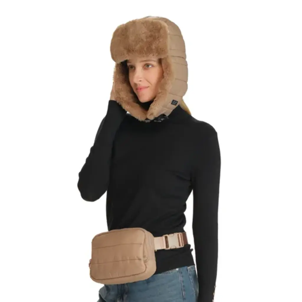 CC C.C SAC PUFFER PADDING FANNY PACK TAUPE