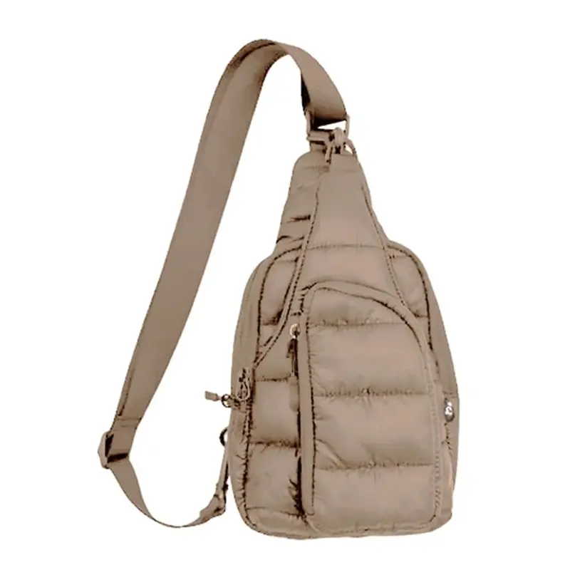 CC C.C SAC PUFFER PADDING SLING BAG TAUPE