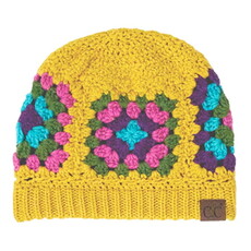 CC C.C MULTI COLOUR CROCHET BEANIE MOUTARDE