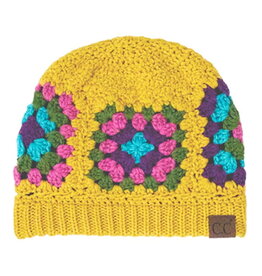 CC C.C MULTI COLOUR CROCHET BEANIE MOUTARDE