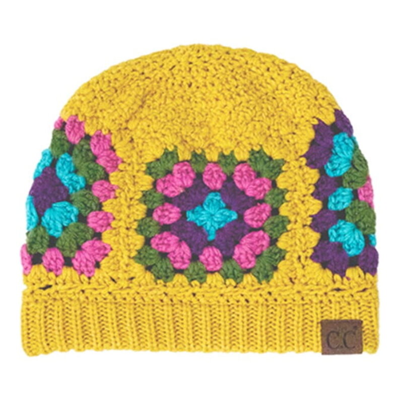 CC C.C MULTI COLOUR CROCHET BEANIE MOUTARDE