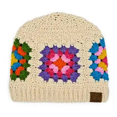 CC C.C MULTI COLOUR CROCHET BEANIE BEIGE