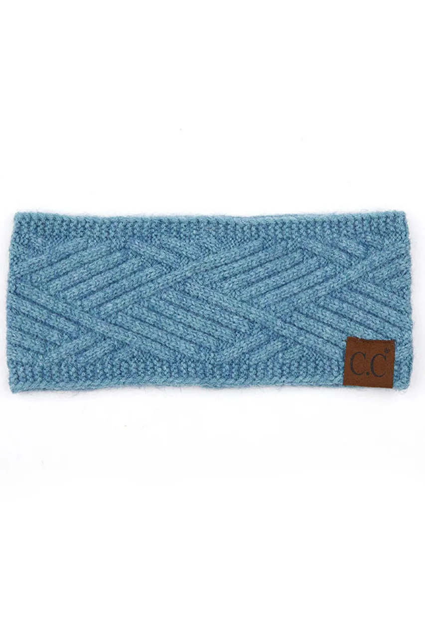 C.C BANDEAU KNITTED STRIPE CRISSCROSS STEEL BLUE MIX