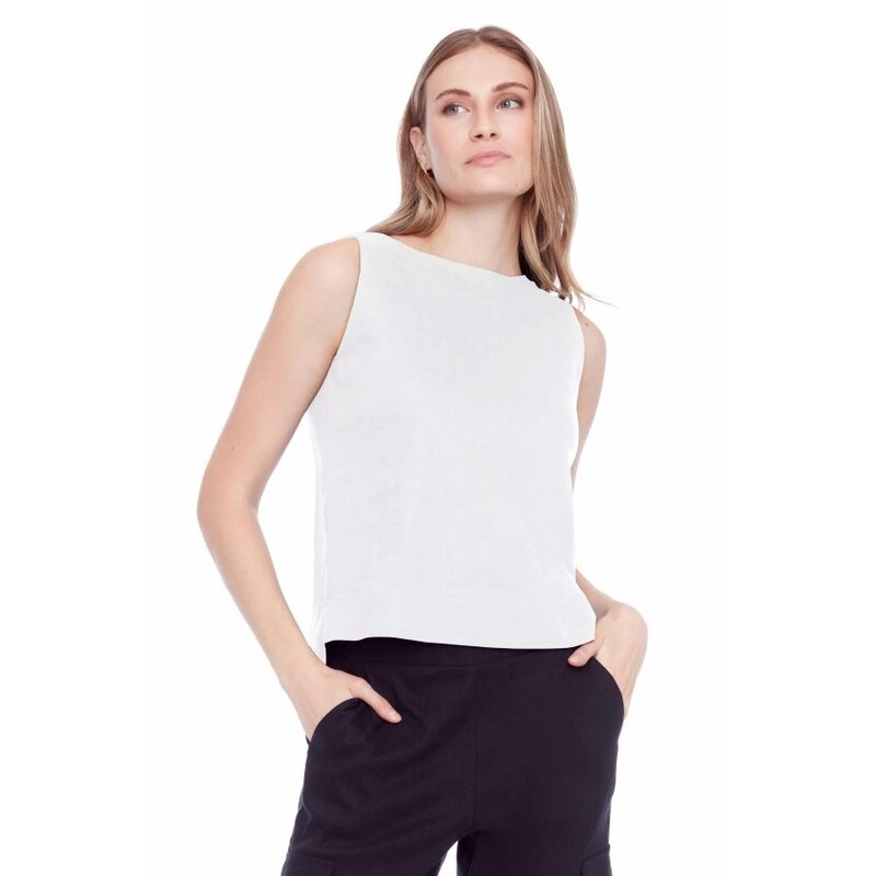 I LOVE TYLER MADISON TYLER MADISON 248000 LINEN SLEEVELESS TOP WHITE