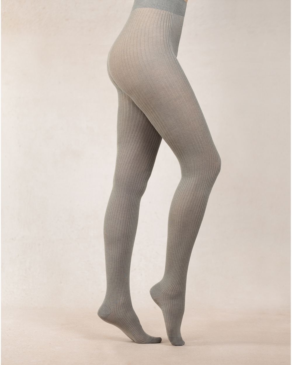 BLEU FORET COLLANT MODAL CACHEMIRE A COTES GRIS CENDRE