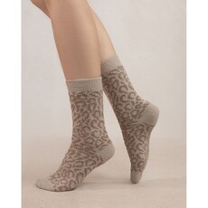 BLEU FORÊT BLEU FORET CHAUSSETTE LAINE ALPAGA LEOPARD BEIGE