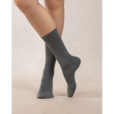 BLEU FORÊT BLEU FORET CHAUSSETTE LAINE ET SOIE JERSEY GRIS CHINE