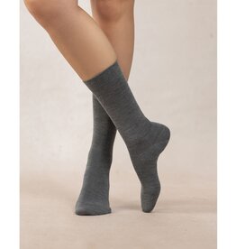 BLEU FORÊT BLEU FORET CHAUSSETTE LAINE ET SOIE JERSEY GRIS CHINE