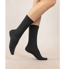 BLEU FORÊT BLEU FORET CHAUSSETTE LAINE ET SOIE JERSEY NOIR