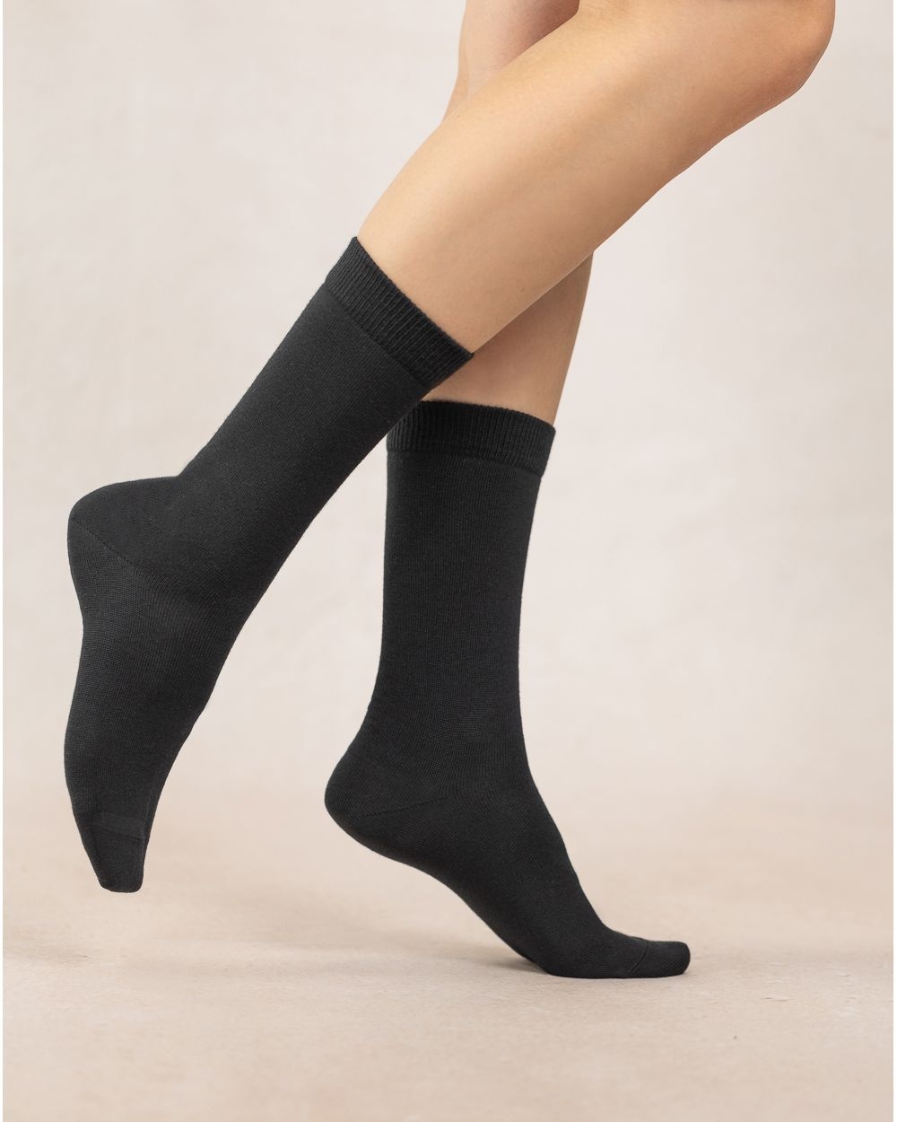 BLEU FORET CHAUSSETTE LAINE ET SOIE JERSEY NOIR