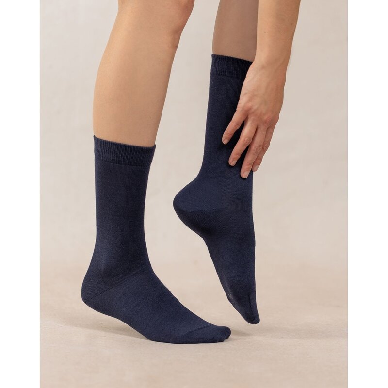 BLEU FORÊT BLEU FORET CHAUSSETTE LAINE ET SOIE JERSEY ENCRE