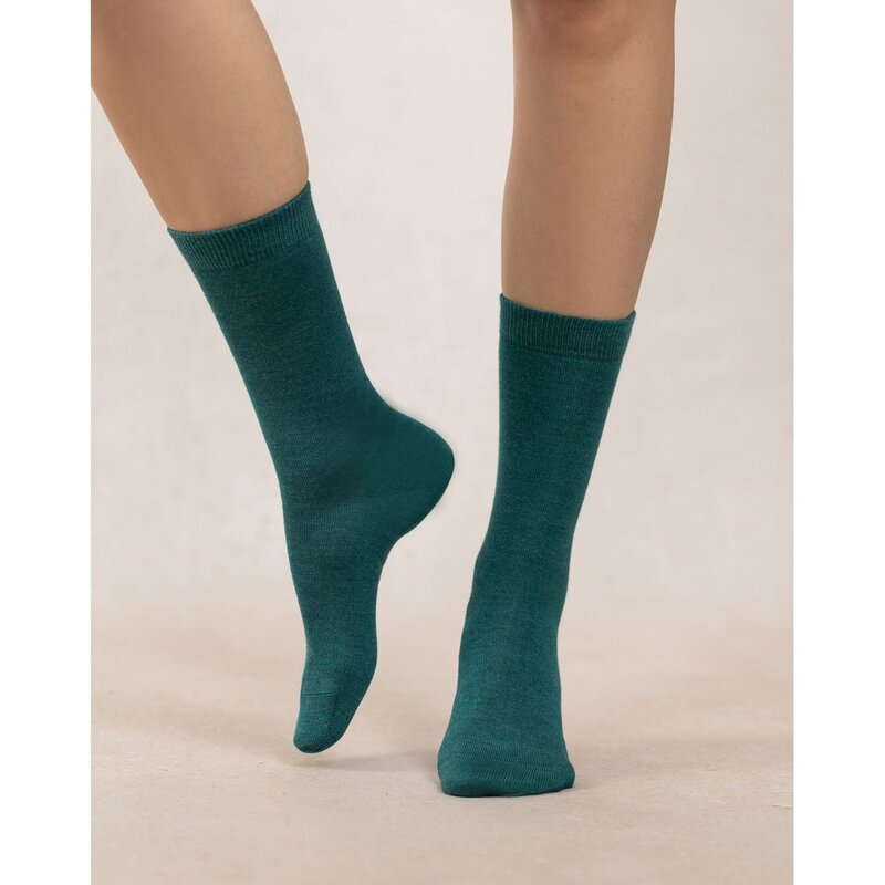 BLEU FORÊT BLEU FORET CHAUSSETTE LAINE ET SOIE JERSEY VERT