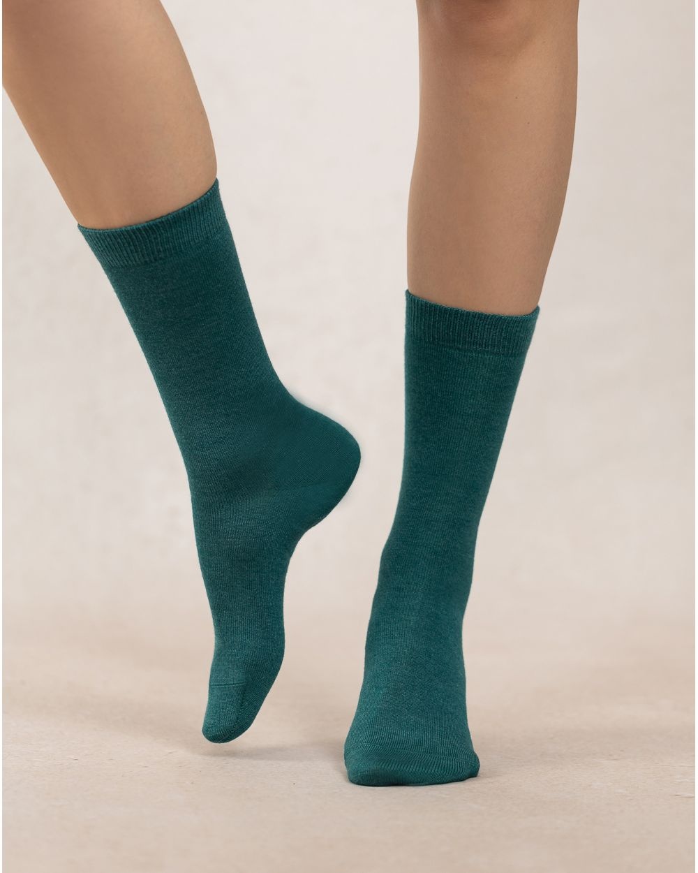 BLEU FORET CHAUSSETTE LAINE ET SOIE JERSEY VERT