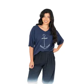 M MADE IN ITALY M MADE IN ITALY 10/31101W KNIT TOP MARINE