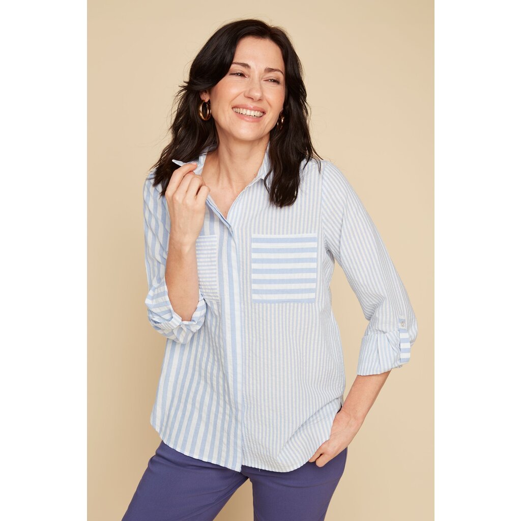 RENUAR RENUAR 25E CHEMISE RAYEE BLUEBELL COMBO