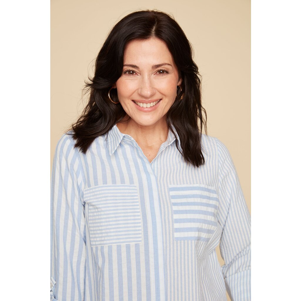 RENUAR RENUAR 25E CHEMISE RAYEE BLUEBELL COMBO