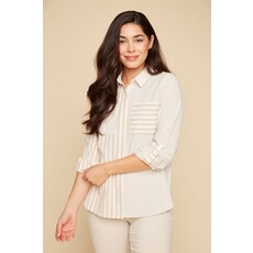 RENUAR RENUAR 25E CHEMISE RAYEE TAN COMBO