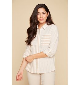 RENUAR RENUAR 25E CHEMISE RAYEE TAN COMBO