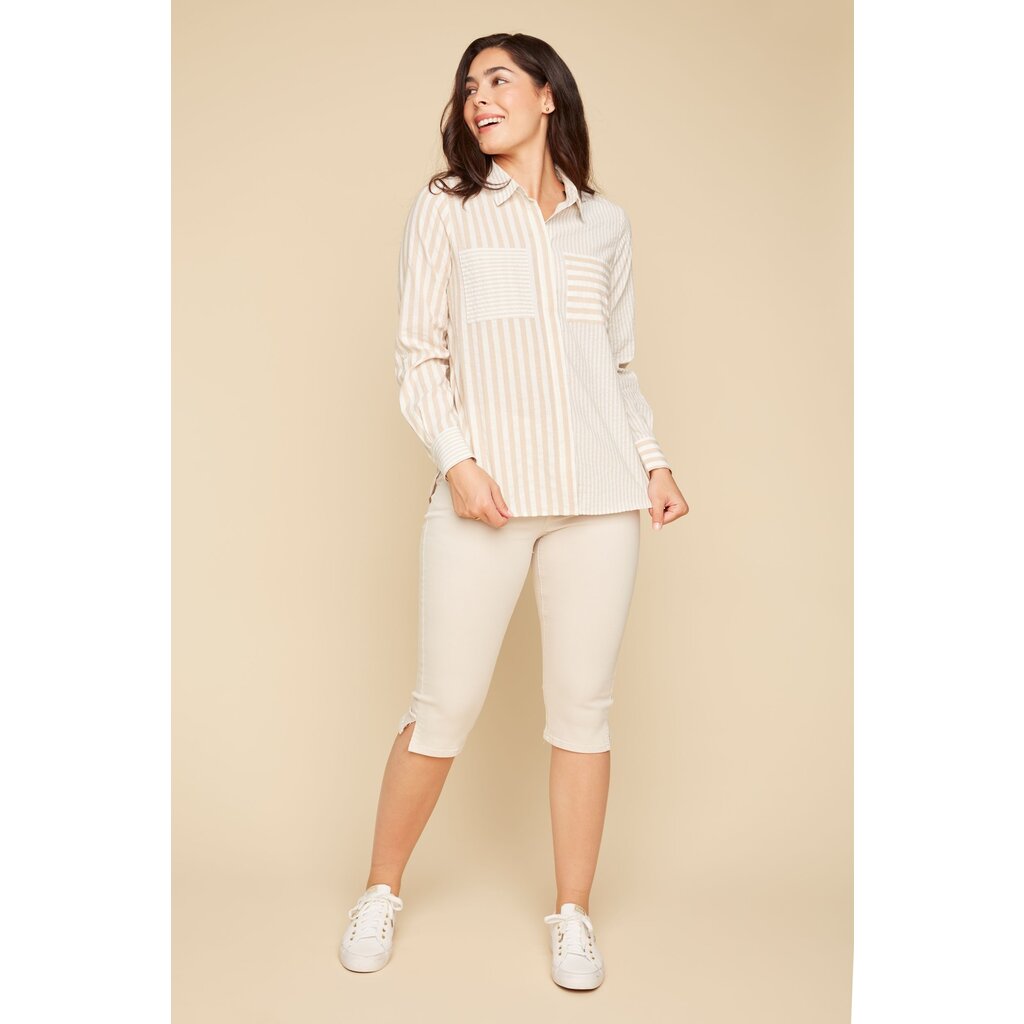 RENUAR RENUAR 25E CHEMISE RAYEE TAN COMBO