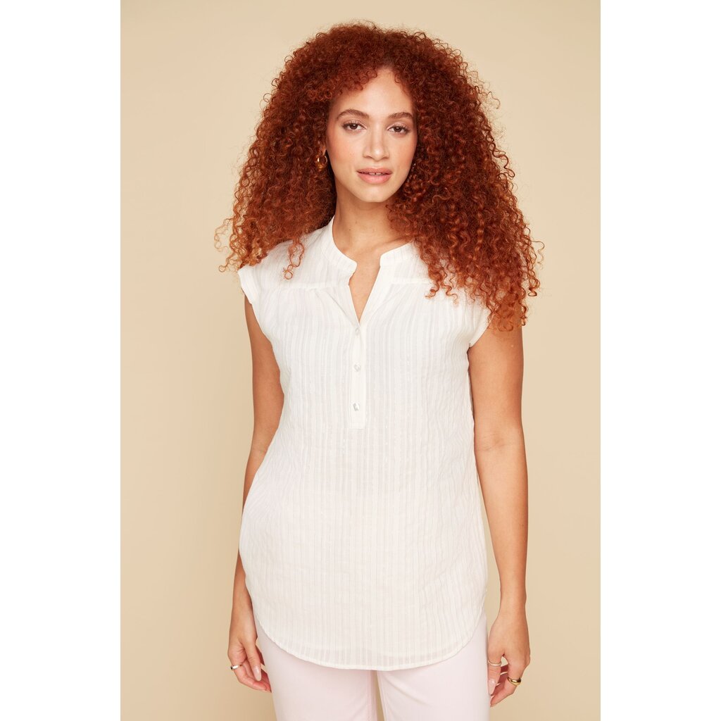 RENUAR RENUAR 25E BLOUSE S MANCHES LIGNES ARGENT WHITE