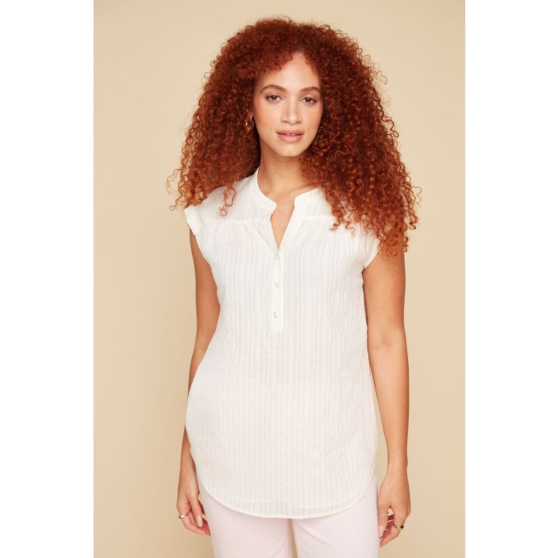 RENUAR RENUAR 25E BLOUSE S MANCHES LIGNES ARGENT WHITE
