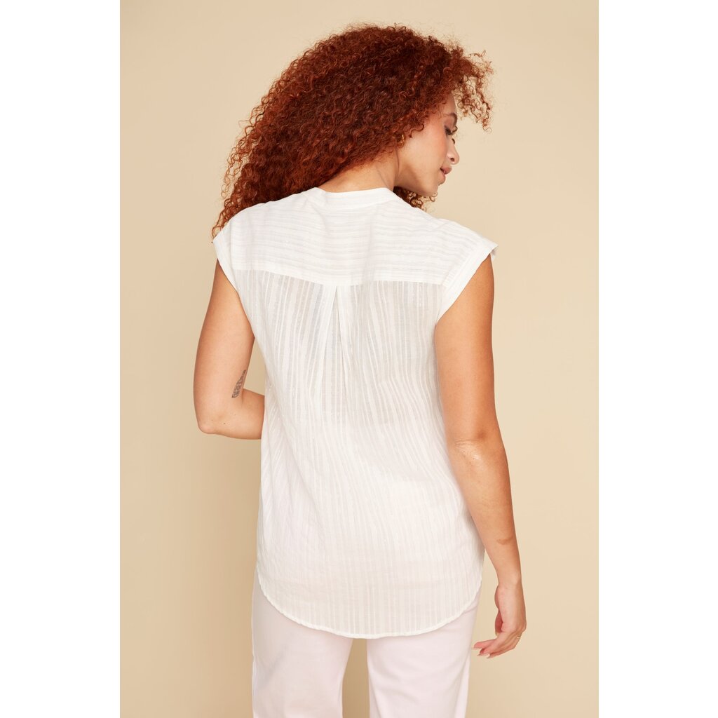 RENUAR RENUAR 25E BLOUSE S MANCHES LIGNES ARGENT WHITE