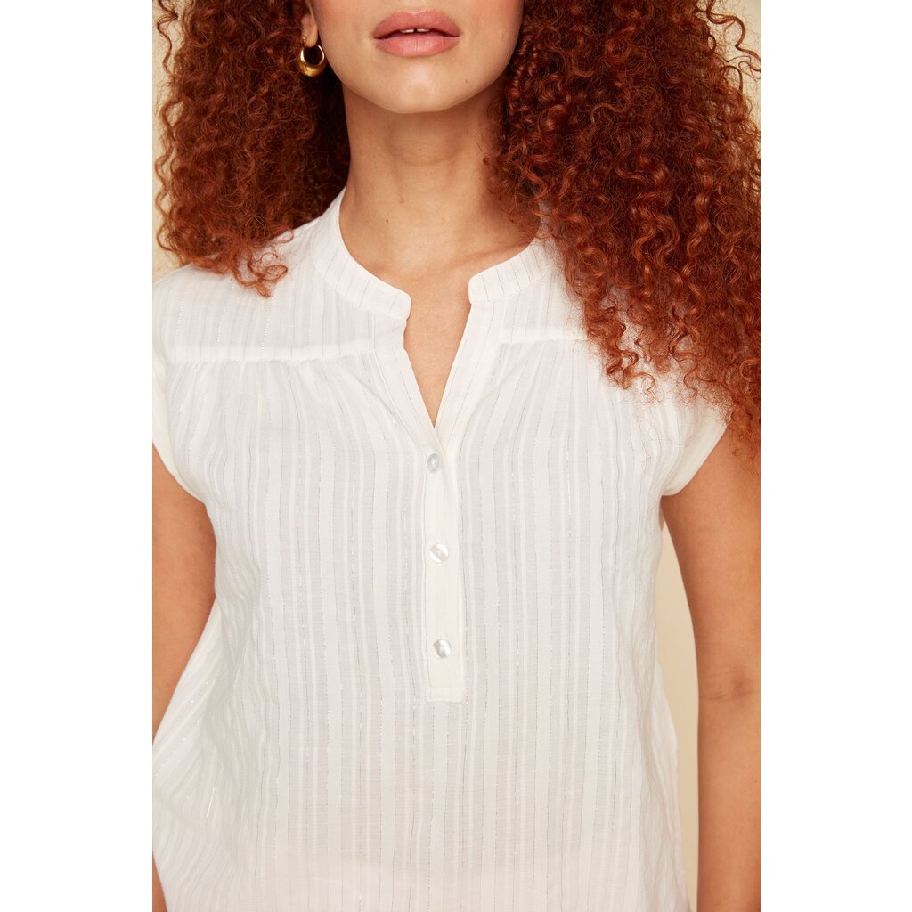 RENUAR RENUAR 25E BLOUSE S MANCHES LIGNES ARGENT WHITE