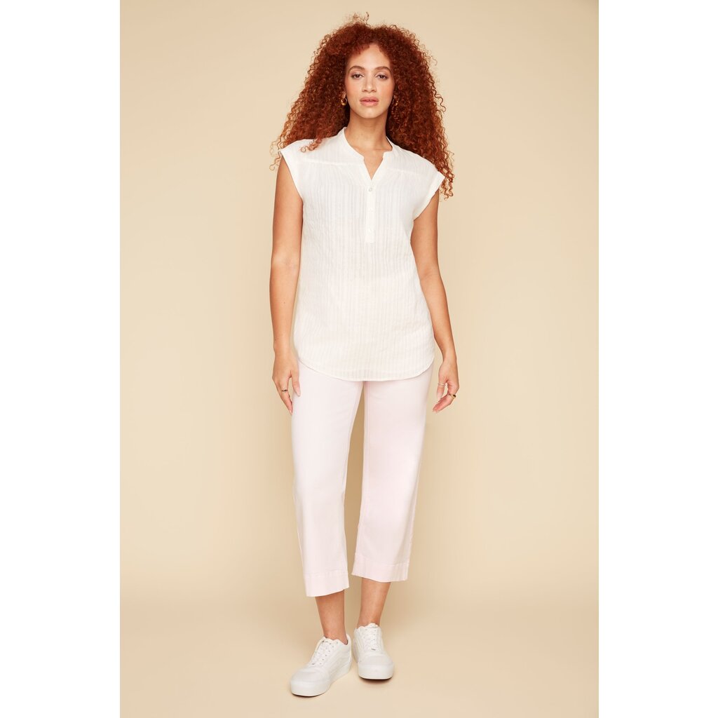 RENUAR RENUAR 25E BLOUSE S MANCHES LIGNES ARGENT WHITE