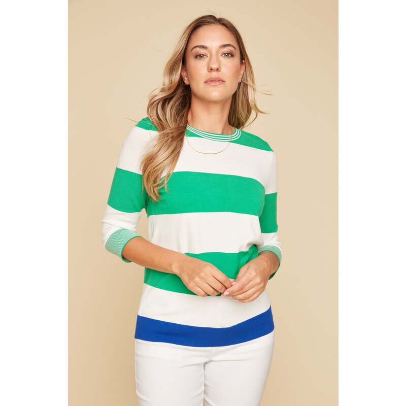 RENUAR RENUAR 25E TRICOT MANCHES 3/4 RAYURES JADE COMBO