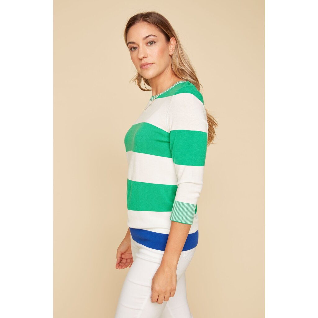 RENUAR RENUAR 25E TRICOT MANCHES 3/4 RAYURES JADE COMBO