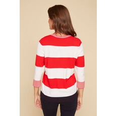 RENUAR RENUAR 25E TRICOT MANCHES 3/4 RAYURES SCARLET COMBO