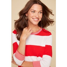 RENUAR RENUAR 25E TRICOT MANCHES 3/4 RAYURES SCARLET COMBO