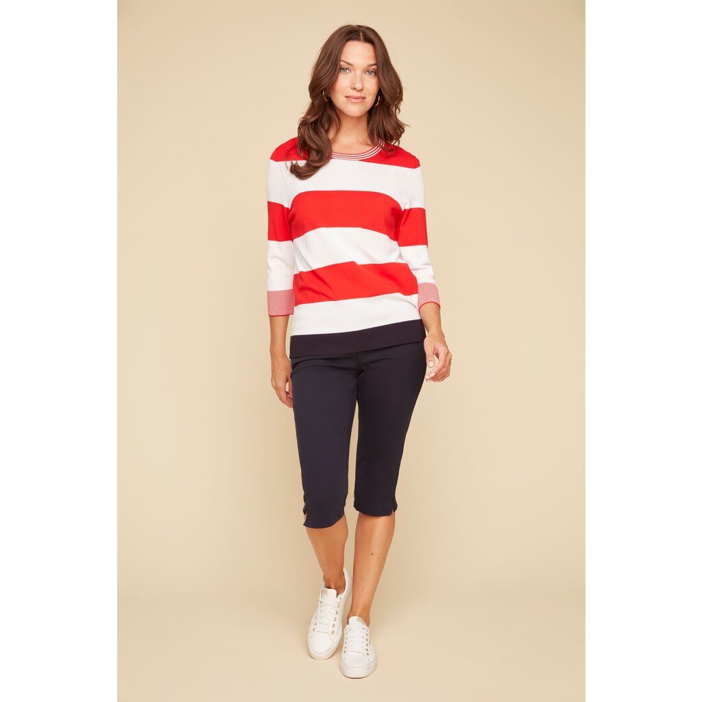 RENUAR RENUAR 25E TRICOT MANCHES 3/4 RAYURES SCARLET COMBO