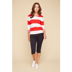RENUAR RENUAR 25E TRICOT MANCHES 3/4 RAYURES SCARLET COMBO