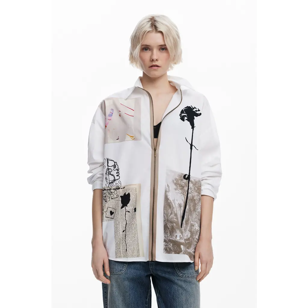 DESIGUAL DESIGUAL CHEMISE AMPLE RECORTES ZIP BLANC