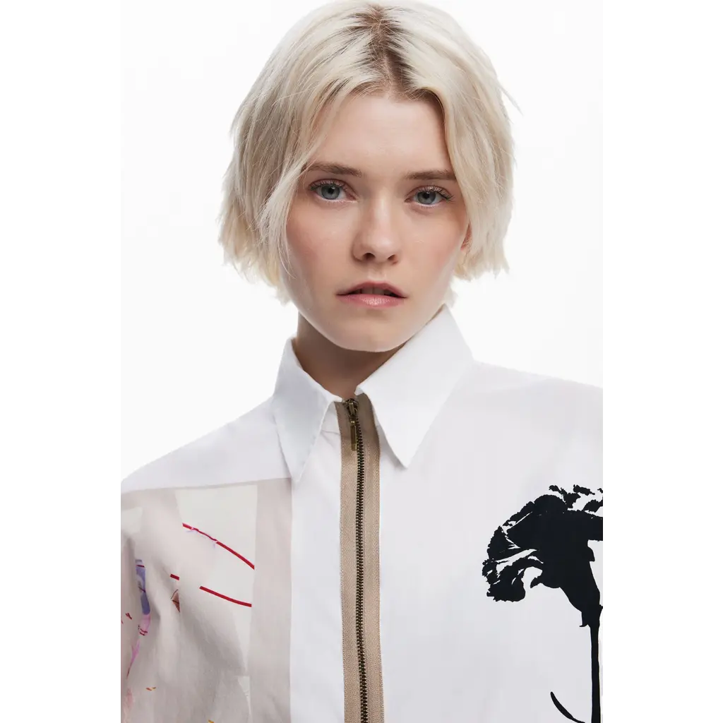 DESIGUAL DESIGUAL CHEMISE AMPLE RECORTES ZIP BLANC