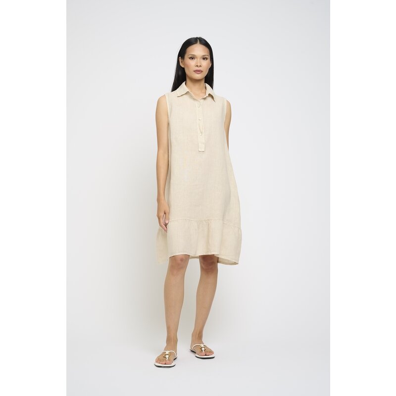 PISTACHE PISTACHE ROBE S MANCHES VOLANT LIN SABLE