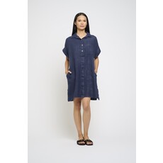 PISTACHE PISTACHE ROBE CHEMISE M COURTES LIN MARINE